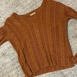 Madewell V-Neck Cable Knit Sweater - Tan